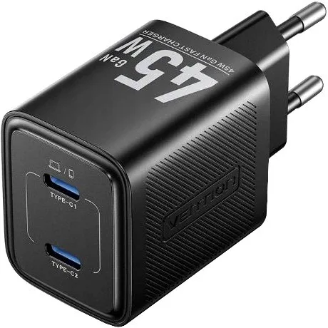 Vention FEFB0-EU mobile device charger Headphones, Laptop, Smartphone, Smartwatch, Tablet Black AC Fast charging Indoor