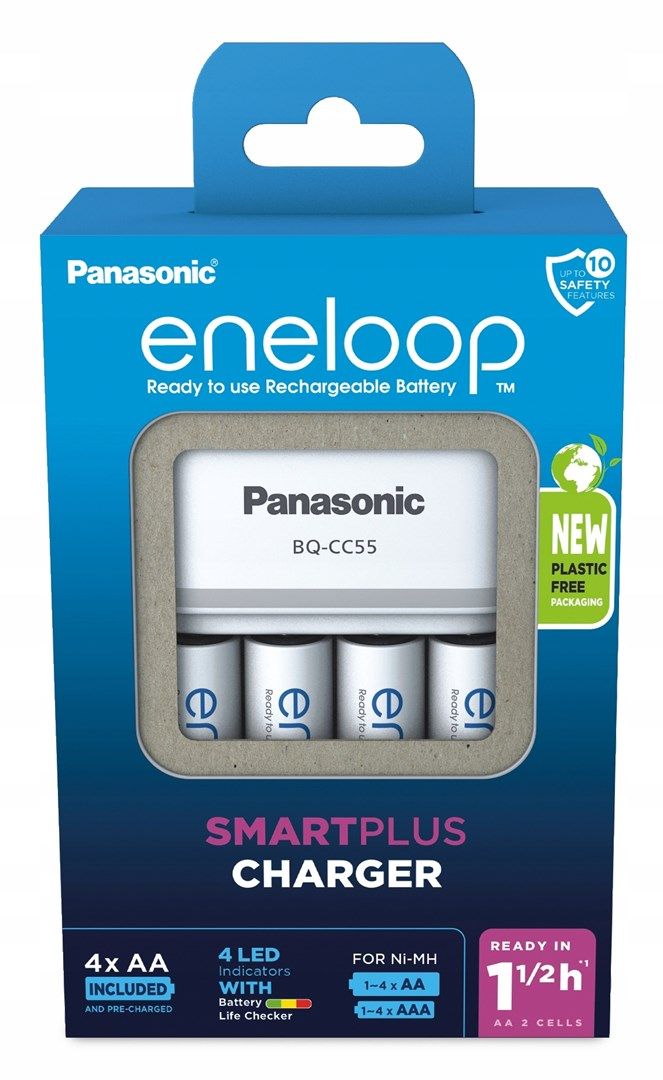 Battery Charger PANASONIC Eneloop Smartplus BQ-CC55 4x AA 2000 MAh (K-KJ55MCD40E)