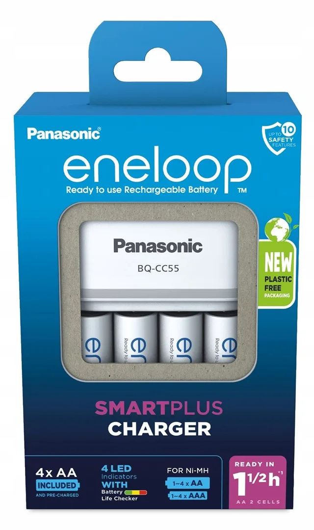 Battery Charger PANASONIC Eneloop Smartplus BQ-CC55 4x AA 2000 MAh (K-KJ55MCD40E)