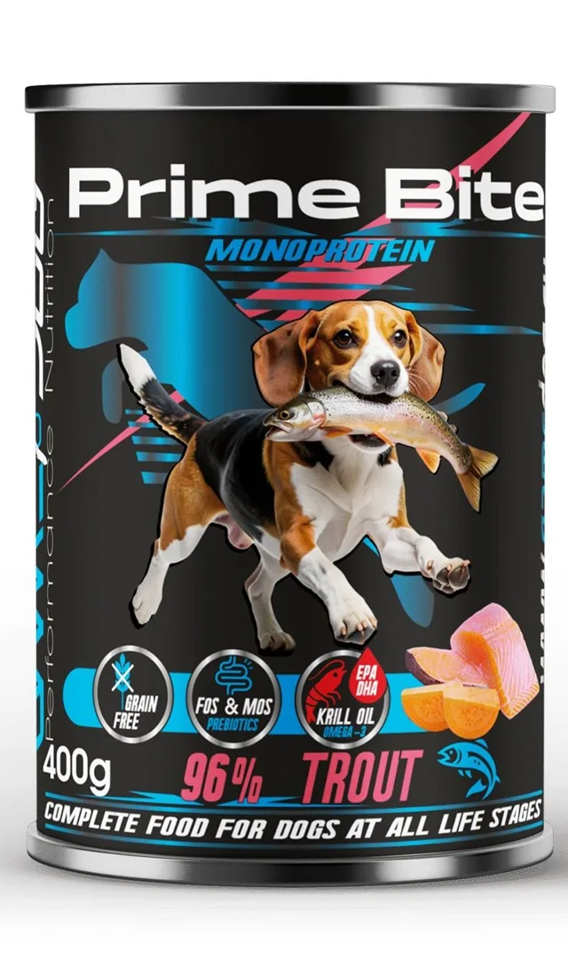 PRIME BITE Monoprotein Trout With Sweet Potato - Wet Dog Food - 400g