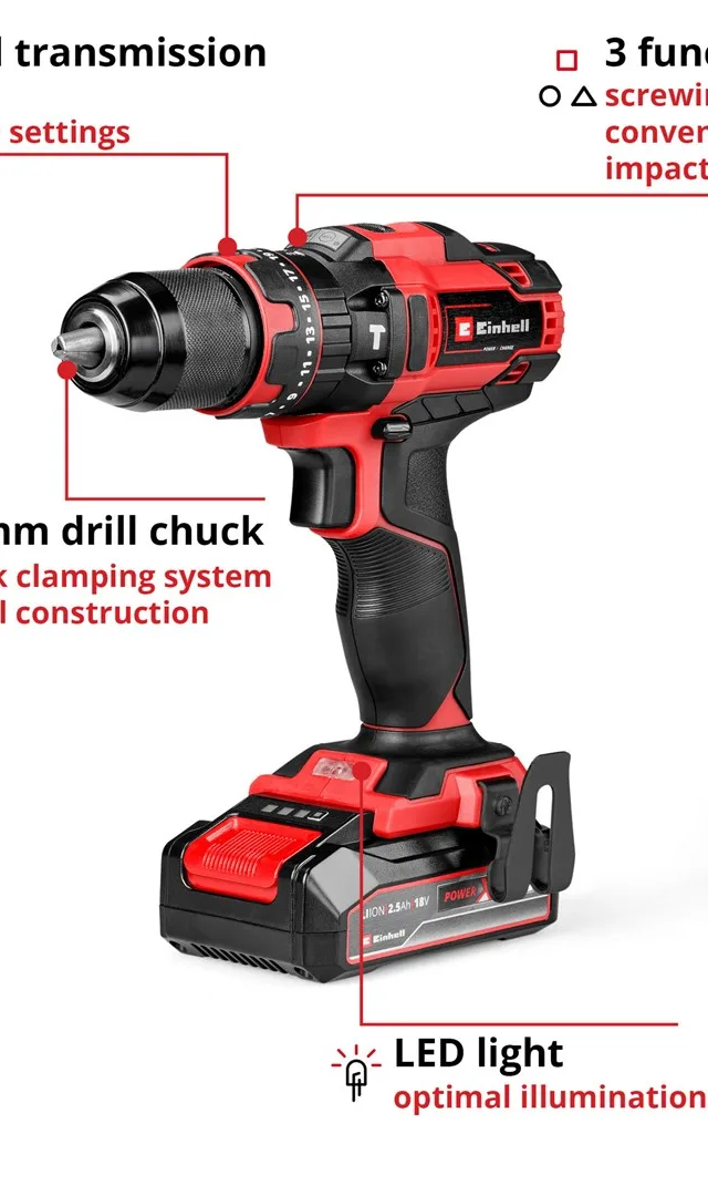 Einhell Drill TE-CD 18/44 Li 1x2.5 Ah