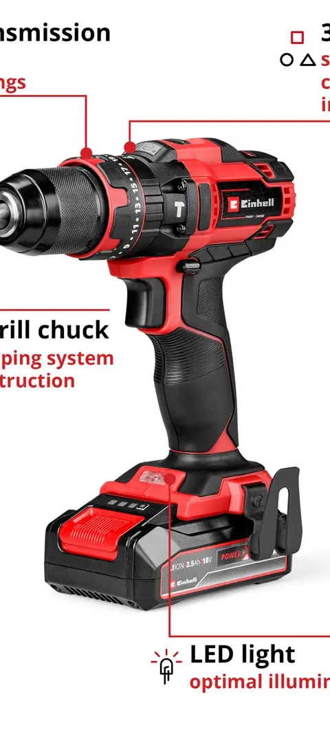 Einhell Drill TE-CD 18/44 Li 1x2.5 Ah