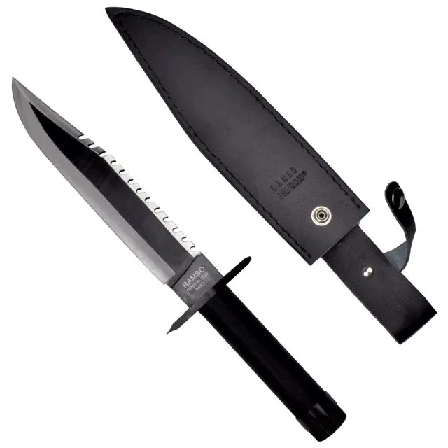 Cinema Classic Rambo I Large Knife With Leather Scabbard CC-H1 360 Mm Black