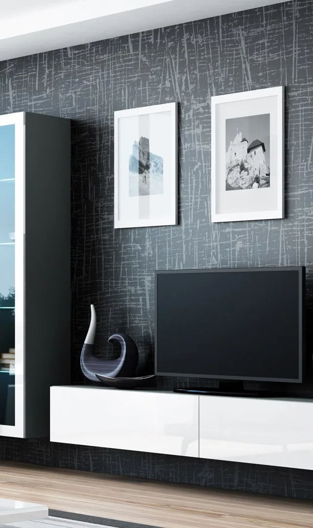 Cama Living Room Cabinet Set VIGO 2 Grey/White Gloss
