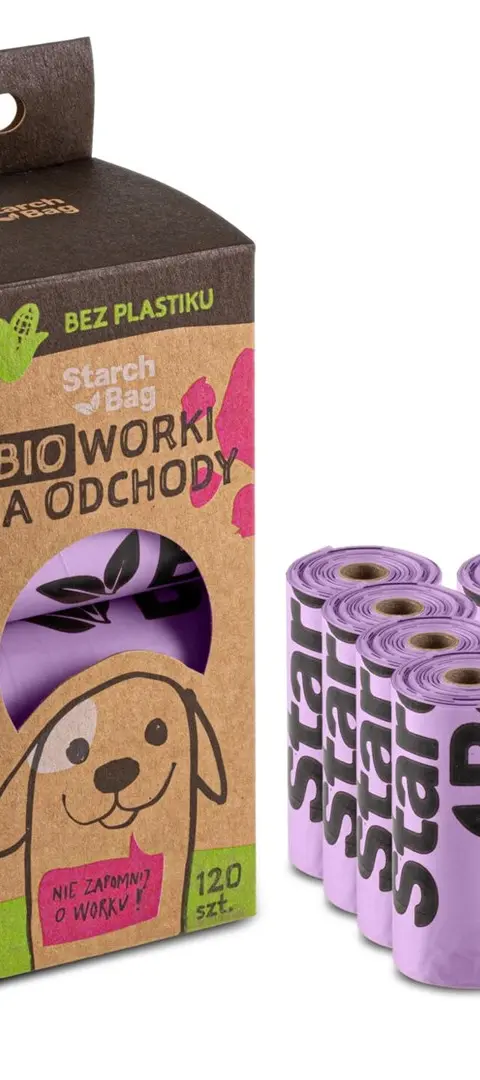 STARCHBAG BIO Compostable Poop Bags Lilac – 8x15 Pcs