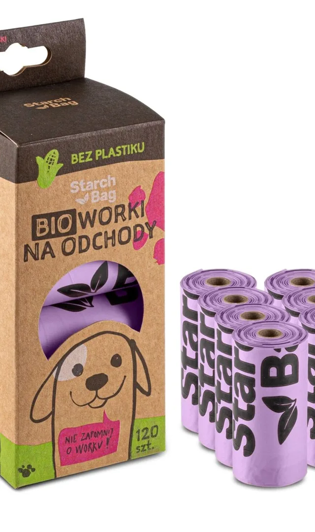 STARCHBAG BIO Compostable Poop Bags Lilac – 8x15 Pcs
