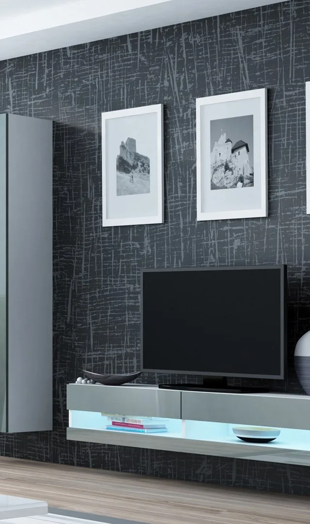 Cama Living Room Cabinet Set VIGO NEW 13 White/Grey Gloss