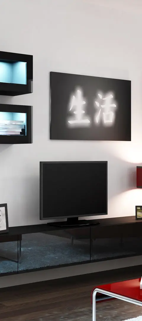 Cama Living Room Cabinet Set VIGO 11 Black/Black Gloss