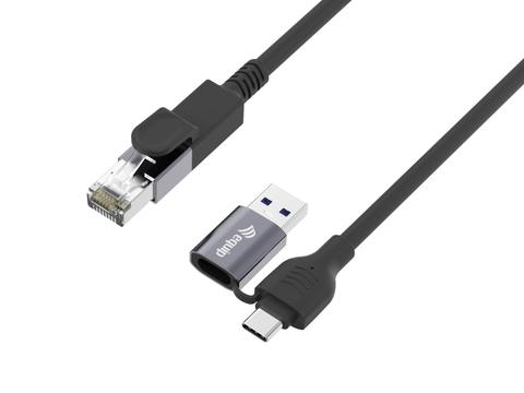 Equip Adapter GigaBit USB-C A RJ45 St/St 5.00m Black