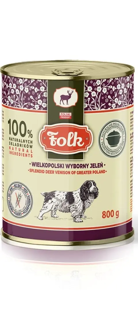 FOLK Splendid Deer Venison Of Greater Poland - Wet Dog Food - 800g