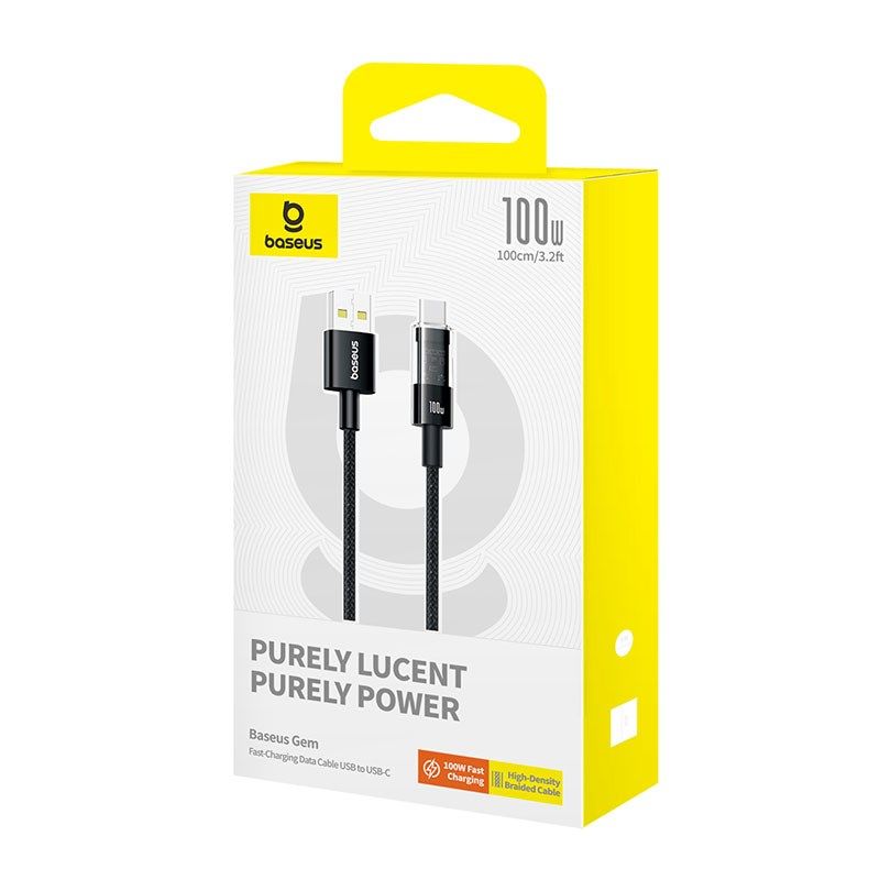 Baseus Gem USB-A To USB-C Cable 1m 100W Black