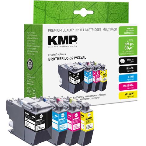 KMP 1537,4005 MultiPack Black, Cyan, Magenta, Yellow Pigm. Ink Ersetzt BROTHER LC3219XLVAL
