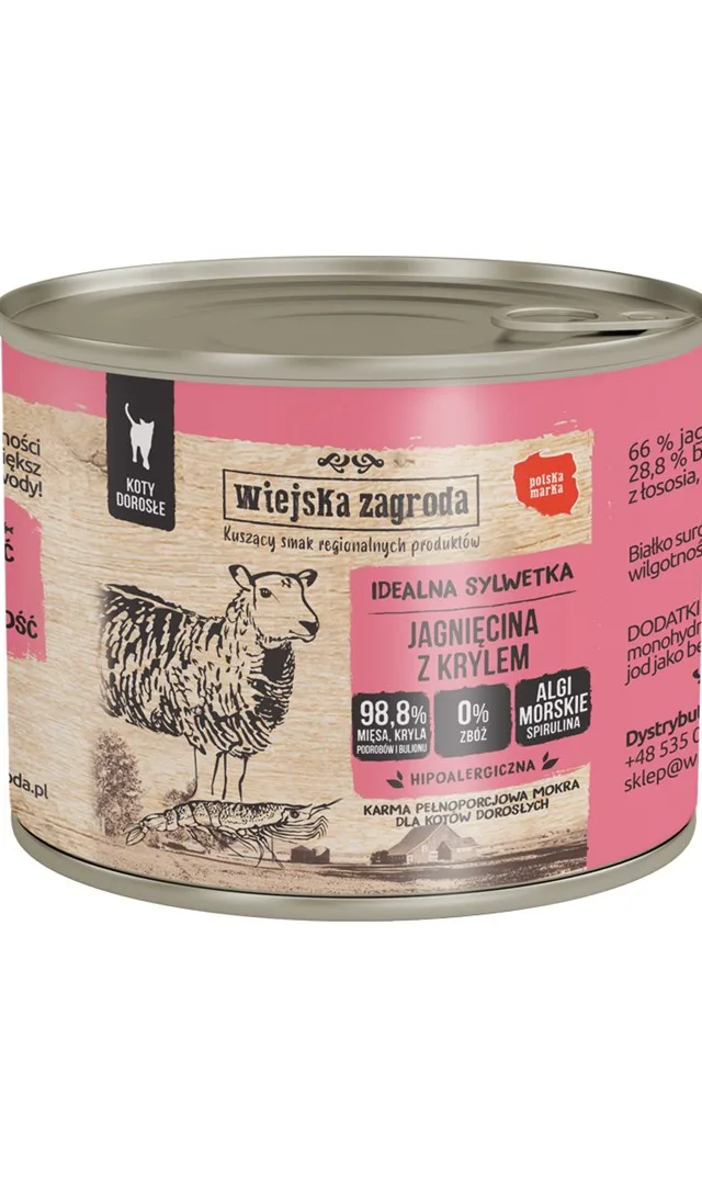 WIEJSKA ZAGRODA Lamb With Krill - Wet Cat Food - 200g