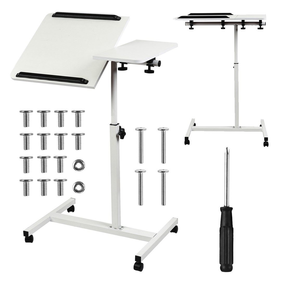 Maclean Mobile Desk/Laptop Stand White Height Adjustment 59-89cm Max. 30kg MC-121 W