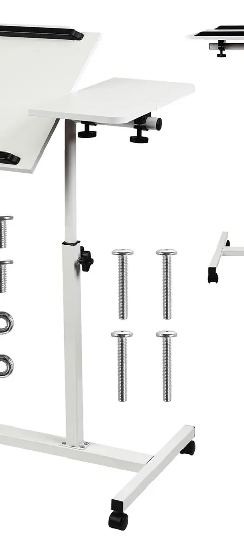 Maclean Mobile Desk/Laptop Stand White Height Adjustment 59-89cm Max. 30kg MC-121 W