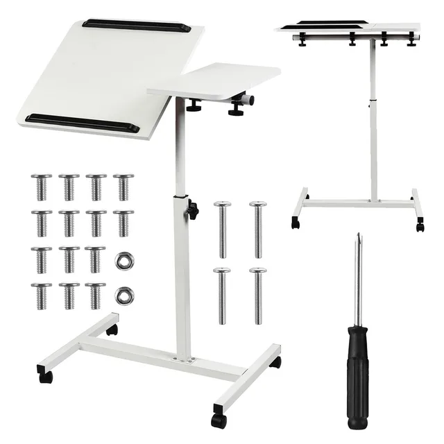 Maclean Mobile Desk/Laptop Stand White Height Adjustment 59-89cm Max. 30kg MC-121 W
