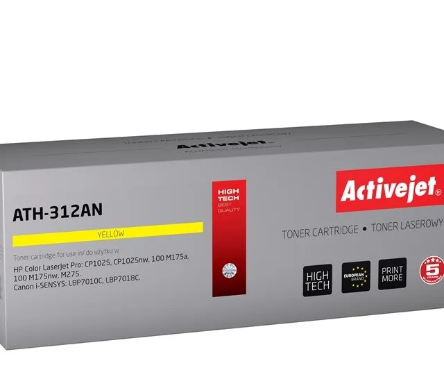 Activejet ATH-312AN toner (replacement for HP 126A CE312A, Canon CRG-729Y; Premium; 1000 pages; yellow)