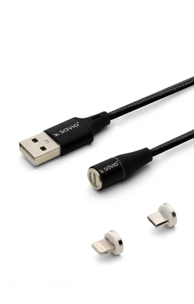Savio CL-155 USB cable USB 2.0 2 m USB A USB C/Micro-USB B/Lightning 0.48 Gbit/s Black