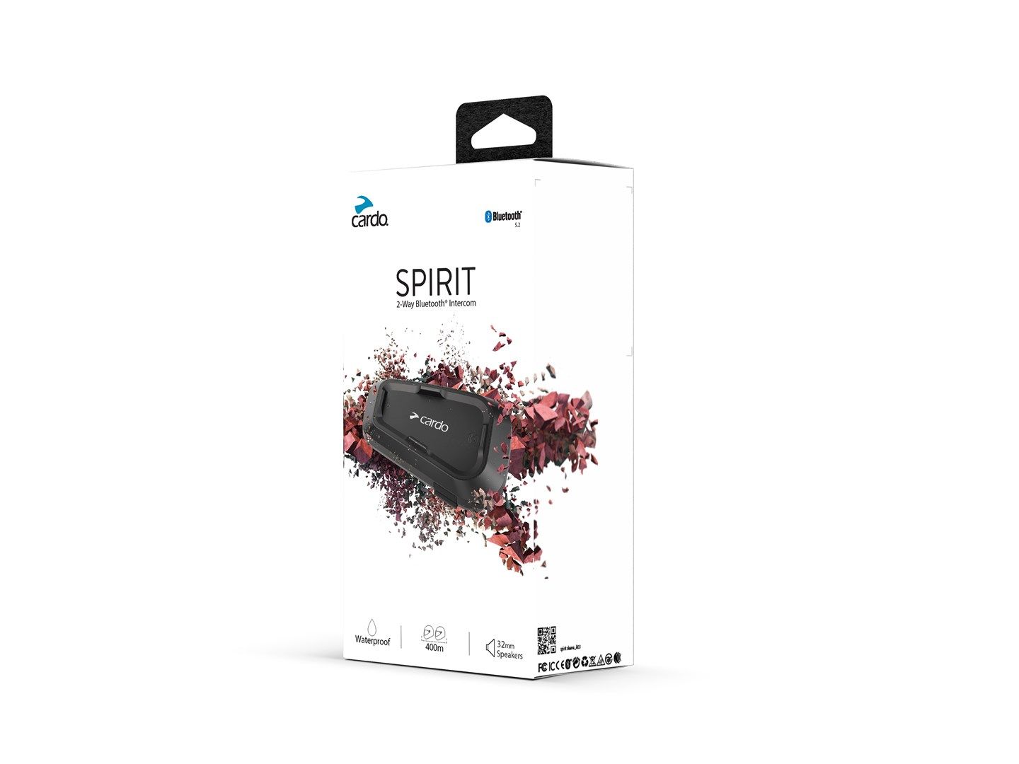 Cardo Spirit Motorcycle Intercom 2 Channels 400 M Black