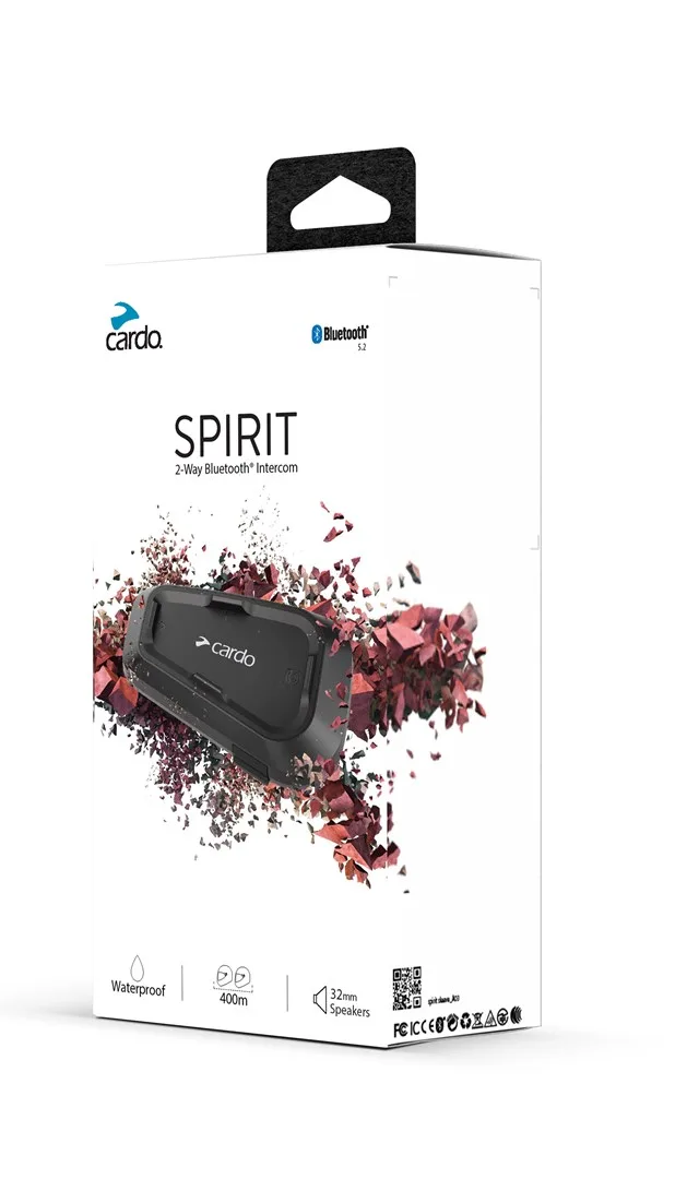 Cardo Spirit Motorcycle Intercom 2 Channels 400 M Black