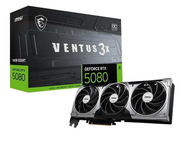 RTX 5080 16GB MSI VENTUS 3X OC BLACK GDDR7 3 Fan