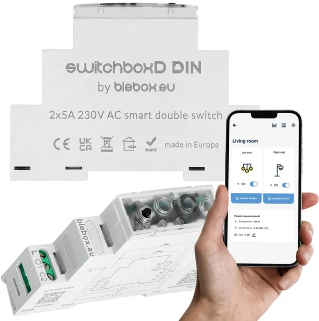 BLEBOX - SwitchboxD DIN FOR DIN RAIL MOUNTING