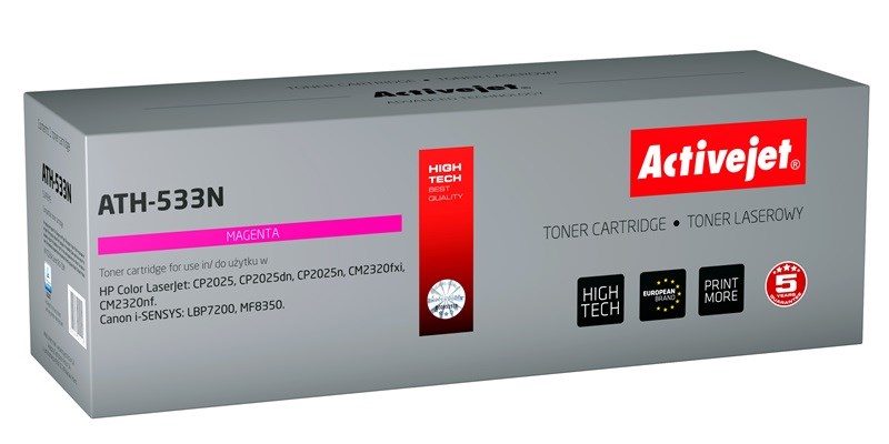 Activejet ATH-533N toner (replacement for HP 304A CC533A, Canon CRG-718M; Supreme; 3200 pages; magenta)