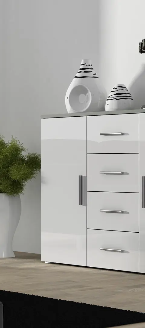 Cama Living Room Sideboard UNI Grey/White Gloss