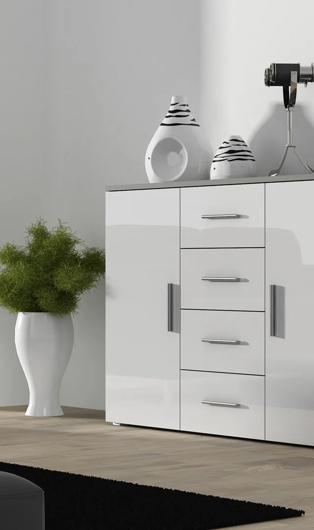 Cama Living Room Sideboard UNI Grey/White Gloss