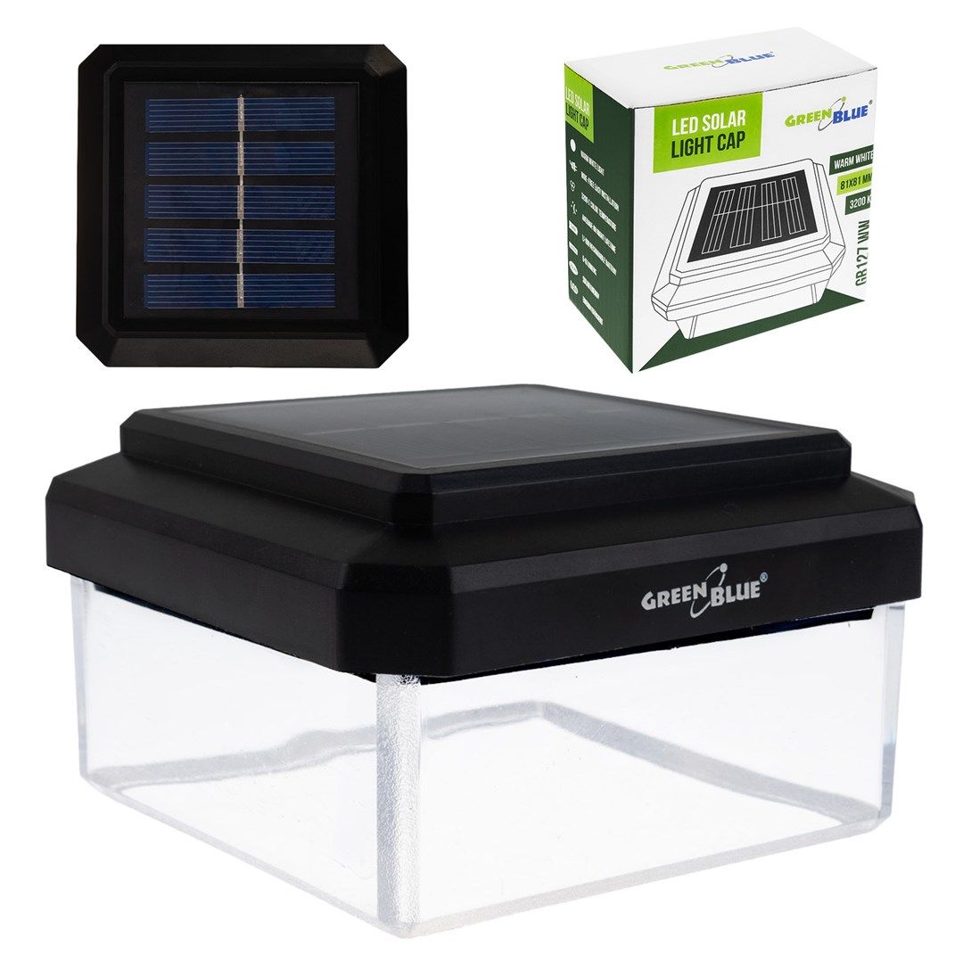 GreenBlue Solar LED Post Light 100x100mm Envelope-Shaped Canopy 3200K GB128 WW