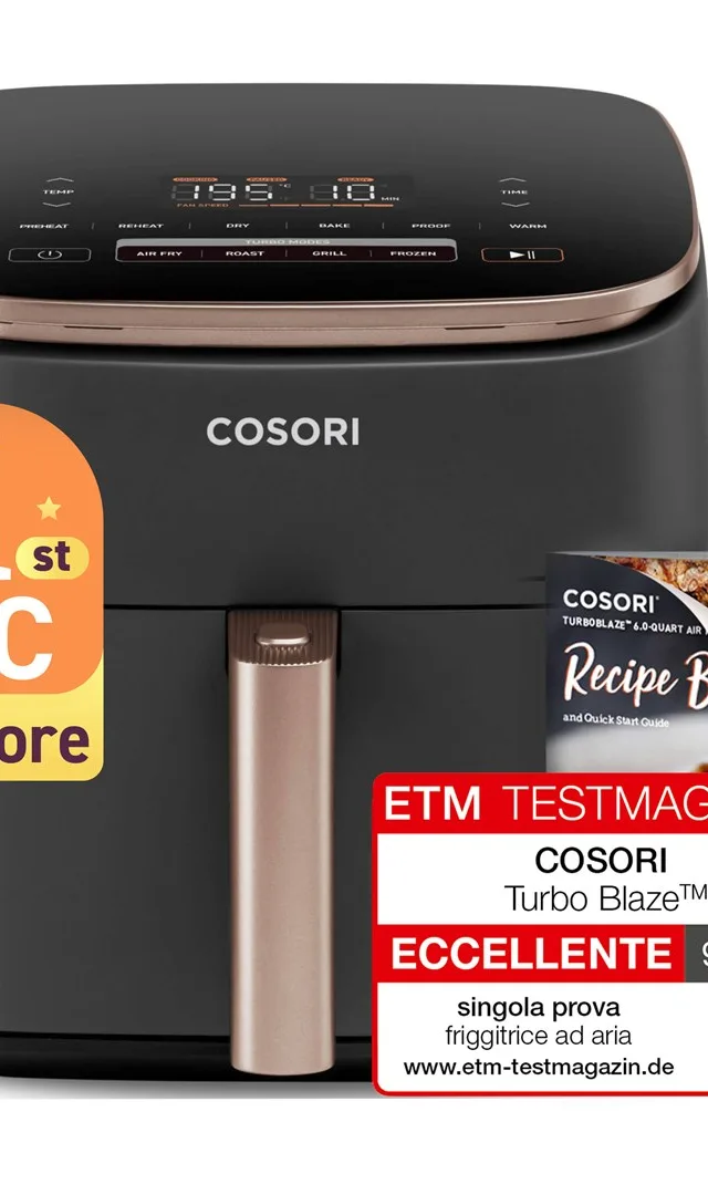 Cosori Turbo Blaze Chef Edition Single 6 L Stand-alone 1725 W Hot air fryer Black, Pink gold