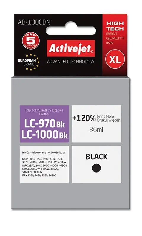 Activejet AB-1000BN ink (replacement for Brother LC1000/LC970Bk; Supreme; 35 ml; black)