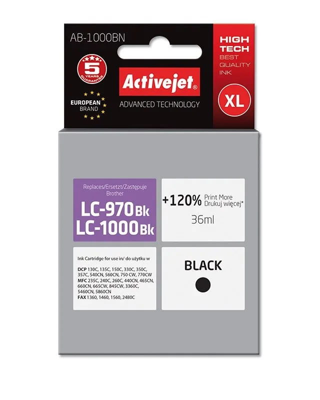Activejet AB-1000BN ink (replacement for Brother LC1000/LC970Bk; Supreme; 35 ml; black)