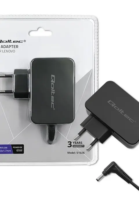 Qoltec 51026 power adapter/inverter Indoor/outdoor 65 W Black