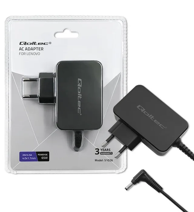 Qoltec 51026 power adapter/inverter Indoor/outdoor 65 W Black