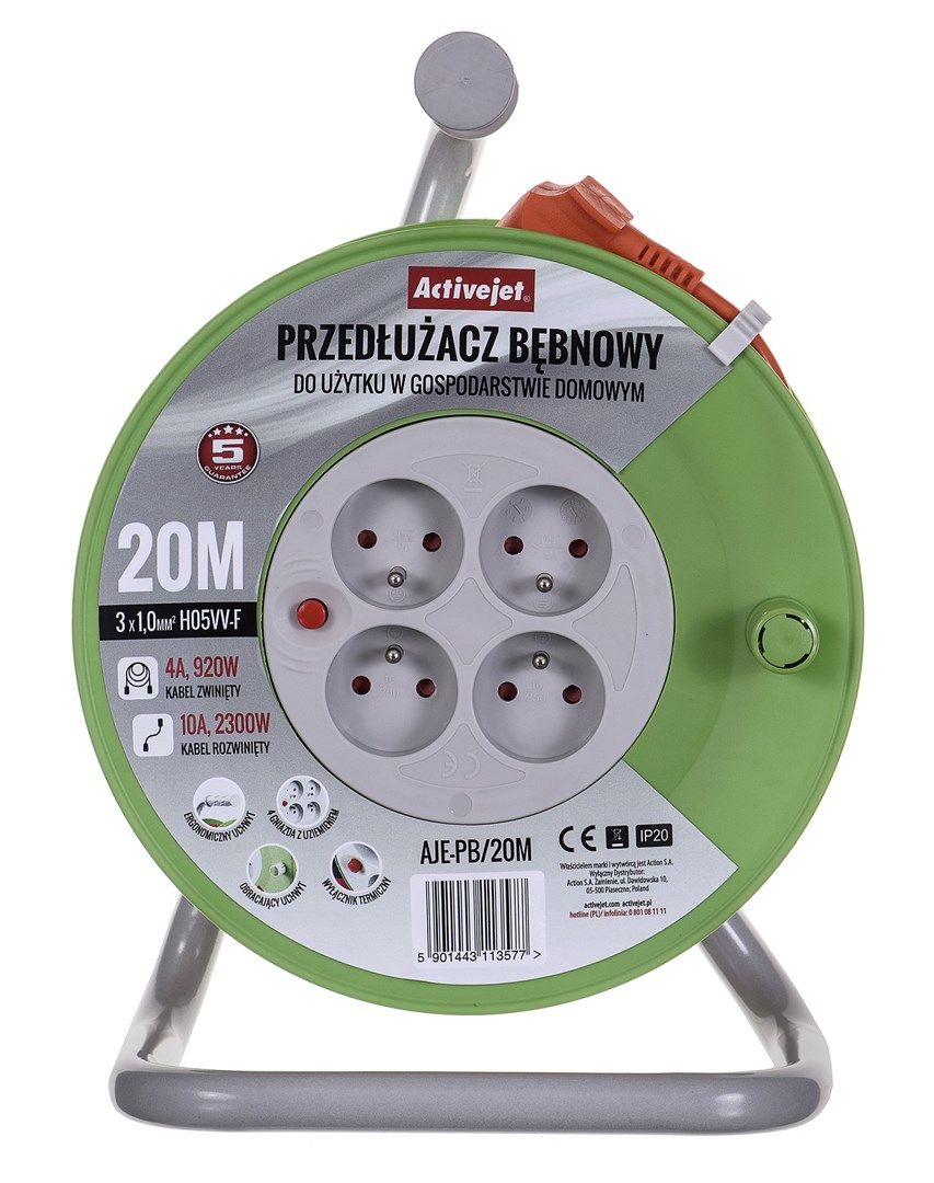 Activejet AJE-PB/20M Reel Extension Cord 20m