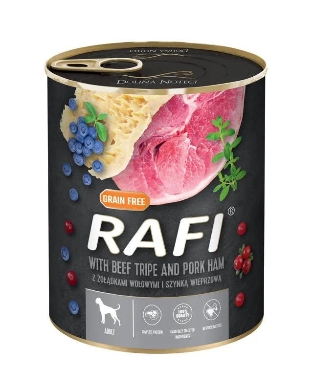 Dolina Noteci Rafi Dog Wet Food With Beef Stomachs And Ham - 800g