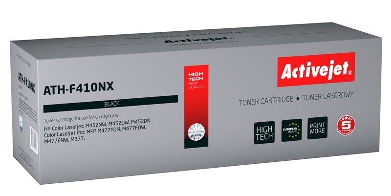 Activejet ATH-F410NX Toner cartridge for HP/Canon printers, compatible with HP 410X CF410X; Canon CRG 046H B 1254C002; Supreme; 6,500 pages; black.