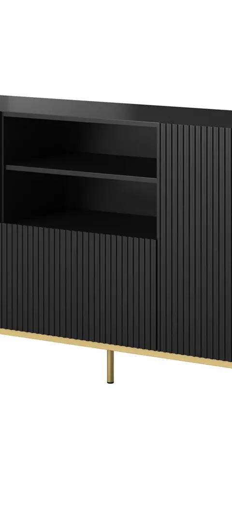 PAFOS Chest Of Drawers On Golden Steel Frame 150x40x90 Cm Matte Black