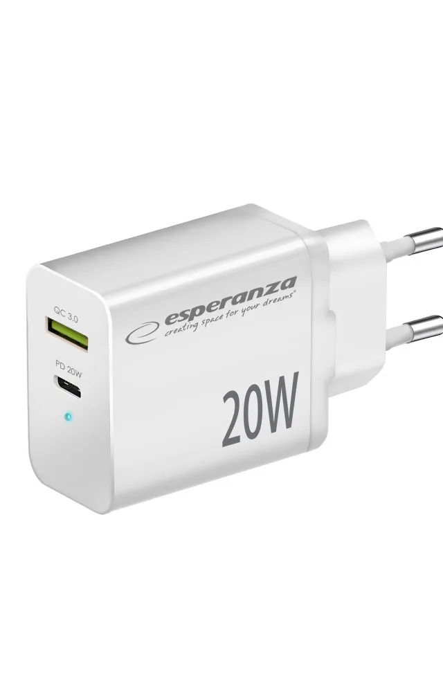 Esperanza EZC105W Mains Charger 20W White