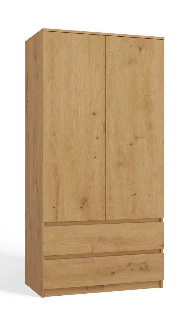 Topeshop SZAFA MALWA ART Bedroom Wardrobe/Closet 5 Shelves 2 Door(S) Oak