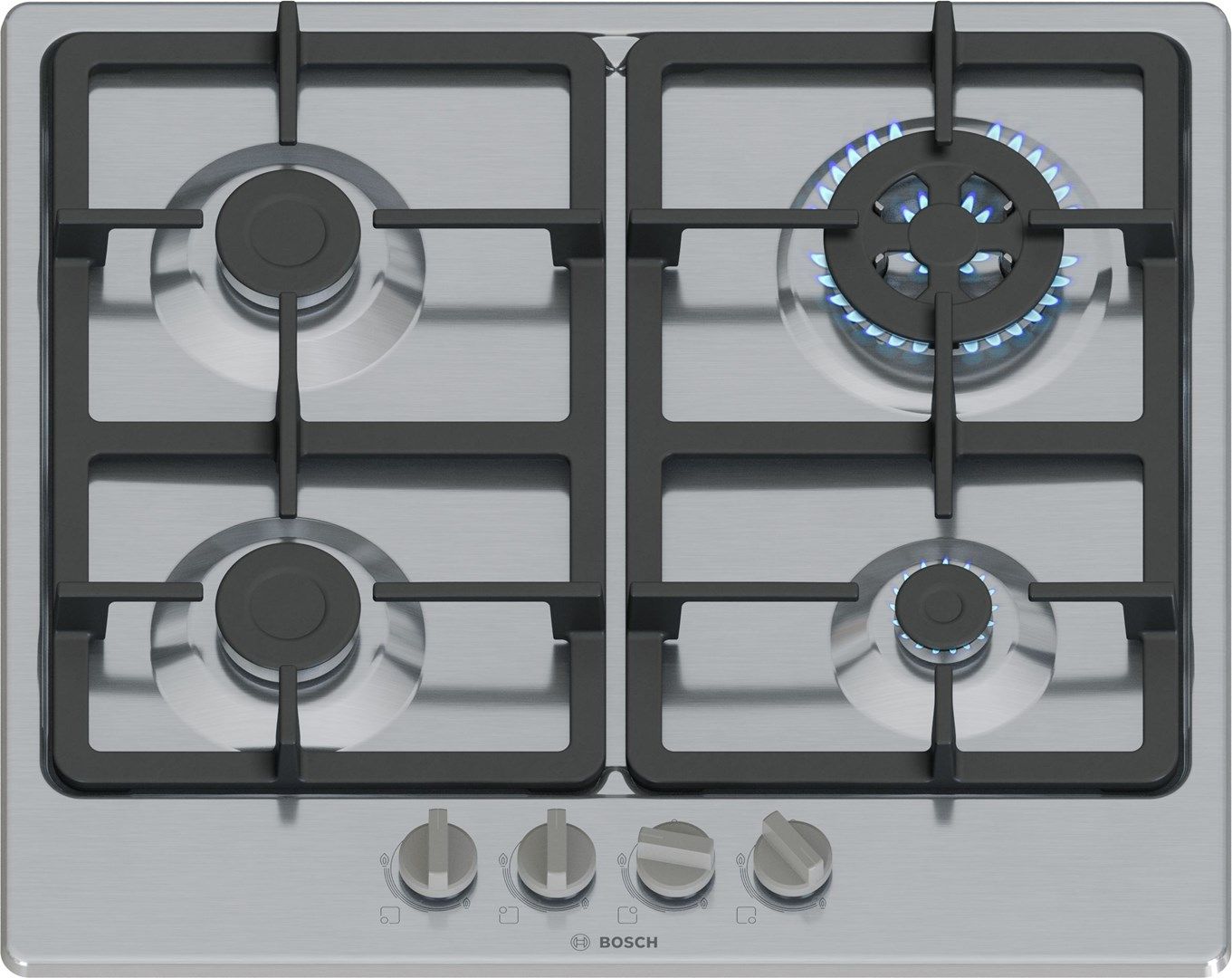 Bosch Serie 4 PGH6B5K90 Hob Stainless Steel Built-In 60 Cm Gas 4 Zone(S)