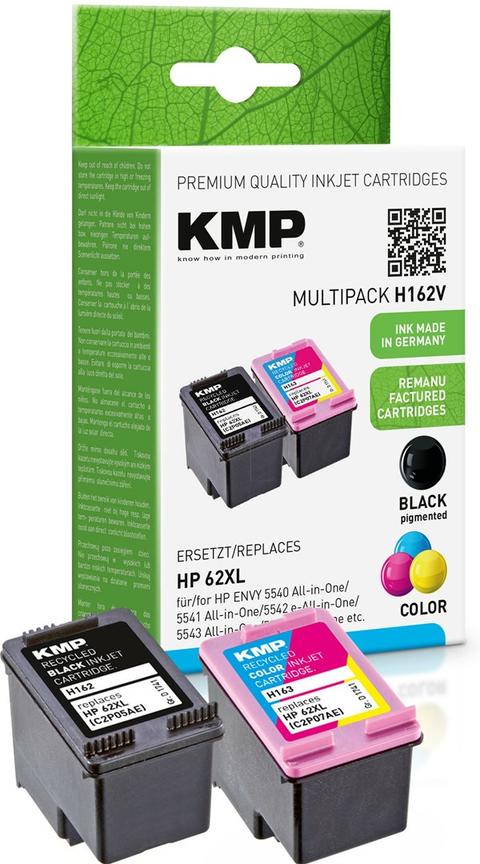 KMP 1741,4005 MultiPack Black Pigm. Ink, Color Dye Ink Ersetzt HP62XL (C2P05AE, C2P07AE)