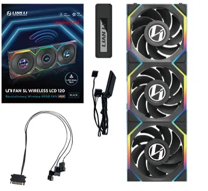 Lian Li UNI FAN SL Wireless LCD 120 Reverse Blade Computer case 12 cm Black 3 pc(s)