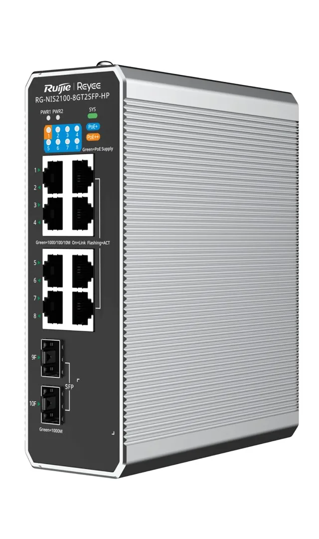 Ruijie Networks RG-NIS2100 Managed L2 Gigabit Ethernet (10/100/1000) Power over Ethernet (PoE) Black, Stainless steel