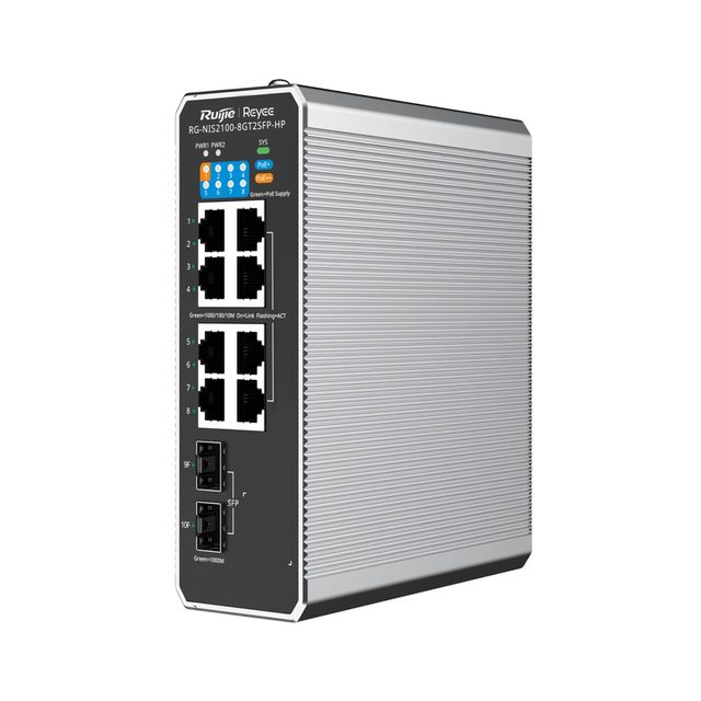 Ruijie Networks RG-NIS2100 Managed L2 Gigabit Ethernet (10/100/1000) Power over Ethernet (PoE) Black, Stainless steel