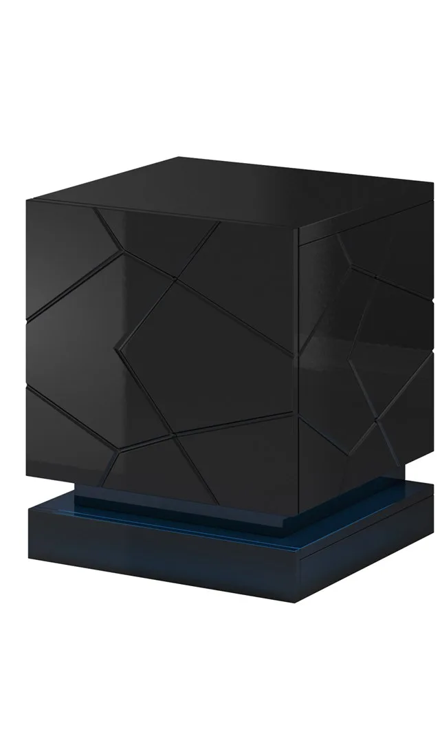 QIU Bedside Table 2 Pcs. 46x41.5x53 Cm Black Gloss/Black Gloss