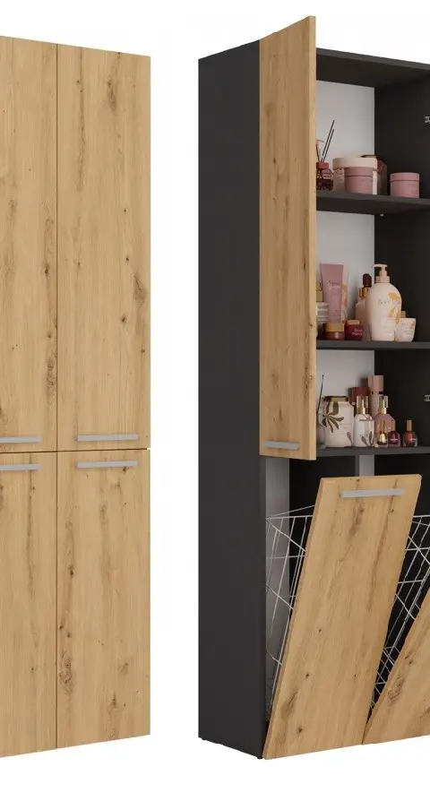 Topeshop NEL 2K DD ANT/ART KP Bathroom Storage Cabinet Graphite Oak