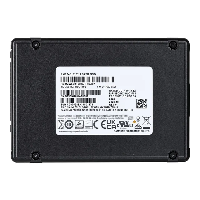 Samsung PM1743 1.92 TB 2.5" PCI Express 5.0 NVMe V-NAND