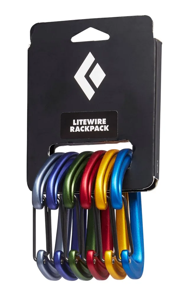 Black Diamond Litewire Rackpack Locking Carabiner D-Shaped Steel Blue Green Red Yellow 6 Pc(S)